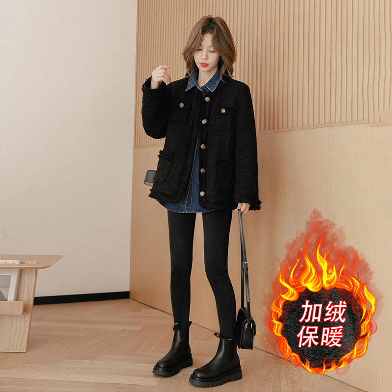 Fleece-Lined Vintage Denim Shirt Women Winter New Petite Outer or Inner Wear Design Top - Image 4