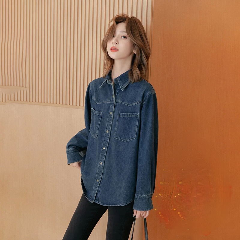 Fleece-Lined Vintage Denim Shirt Women Winter New Petite Outer or Inner Wear Design Top - Image 5