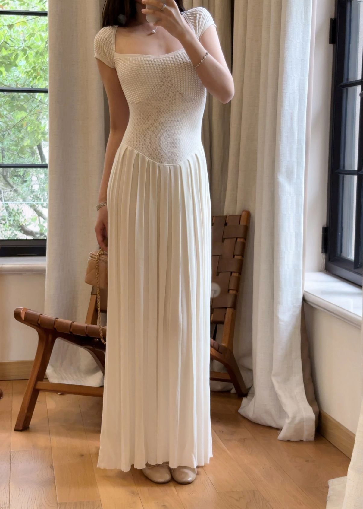 Elegant French Style Square Neck Long Dress