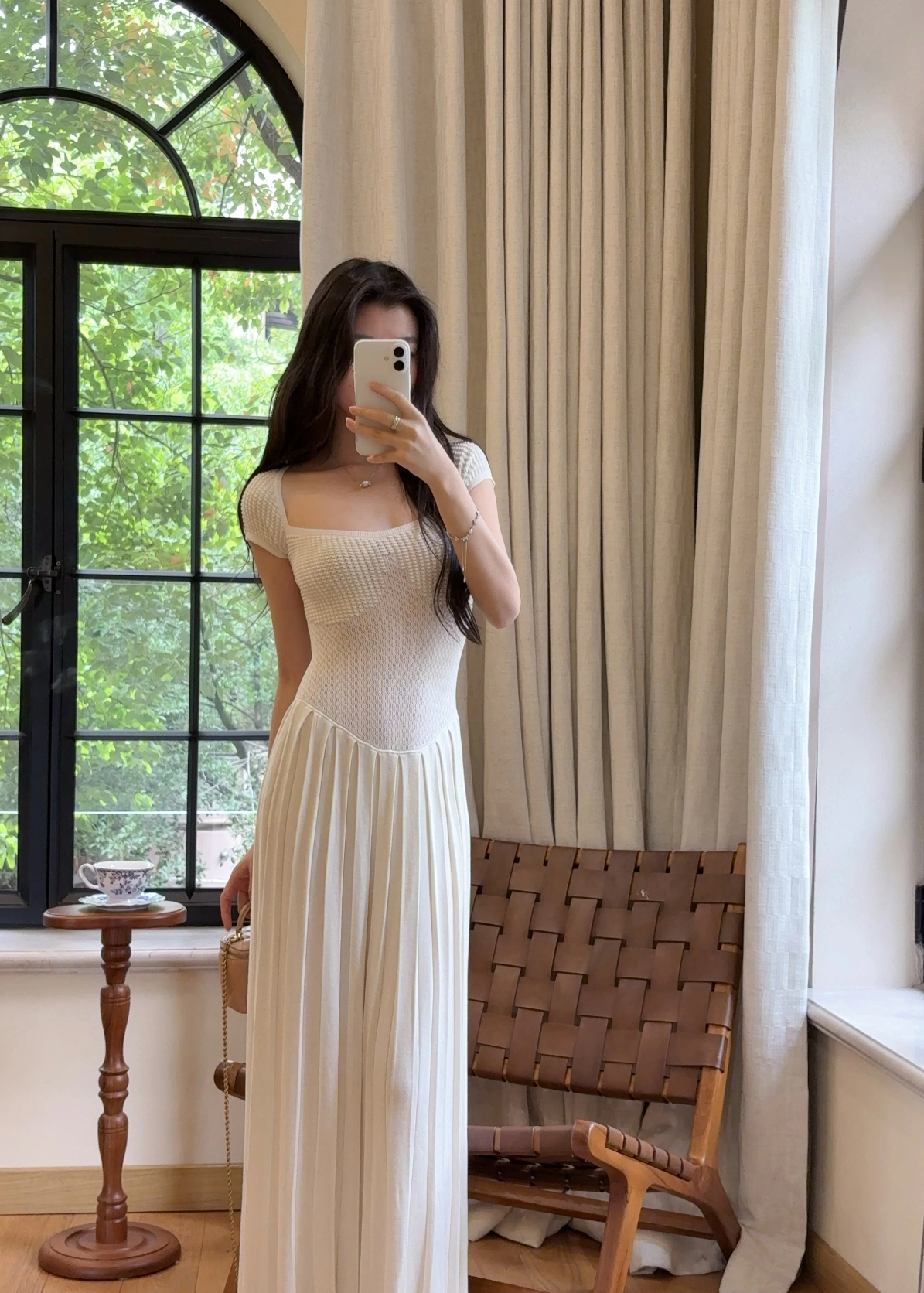 Elegant French Style Square Neck Long Dress - Image 2