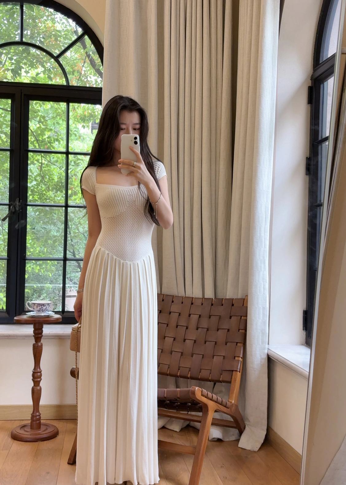 Elegant French Style Square Neck Long Dress - Image 4