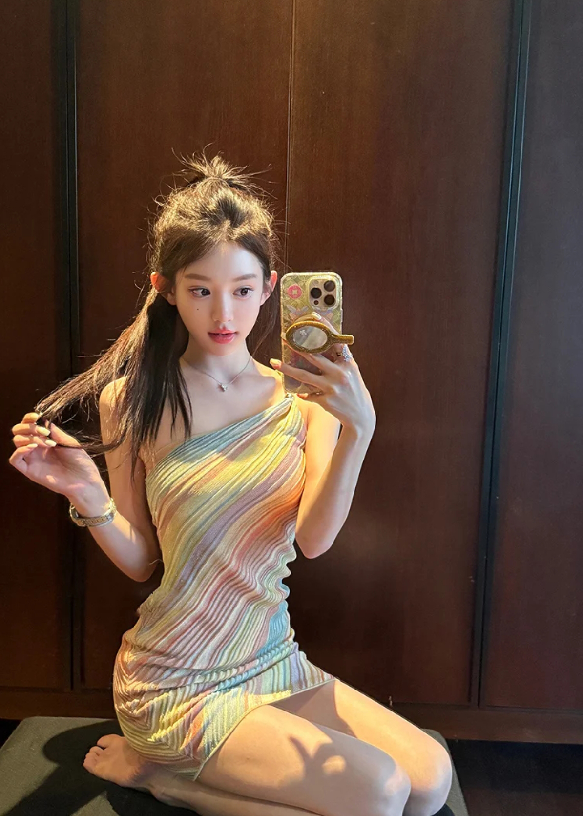 Sleeveless Knitted One-Shoulder Bodycon Dress Women Summer Cinched Waist Vacation Mini - Image 3