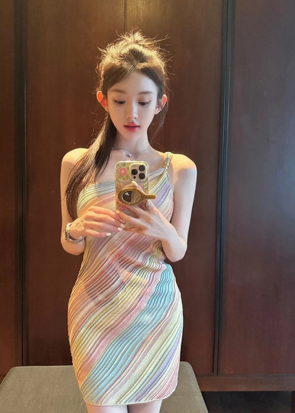 Sleeveless Knitted One-Shoulder Bodycon Dress Women Summer Cinched Waist Vacation Mini - Image 2