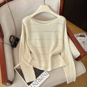 Women's Lazy Style Knit Top 2026 Early Autumn Long Sleeve Pullover