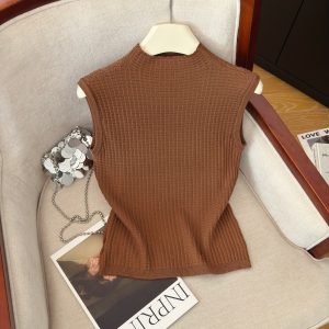 Korean Loose Fit Knit Vest for Women Autumn Sleeveless Pullover Top